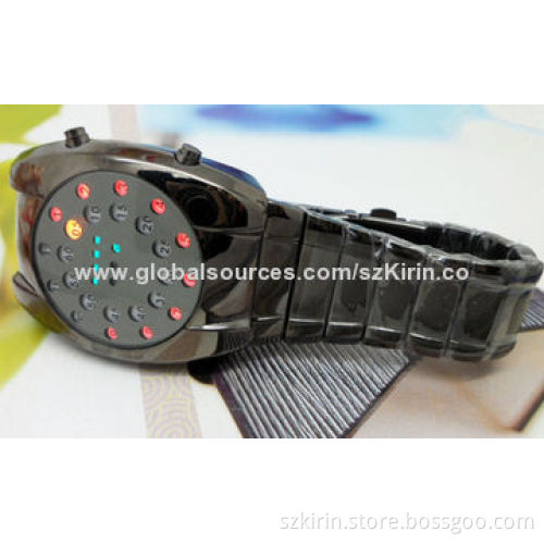 Fashion LED Watches with Colorful LED Movement, Stainless Steel Back/Buckle/Band